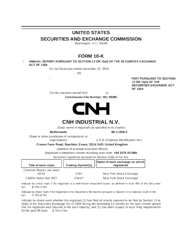 CNH Industrial NV 2024年度报告