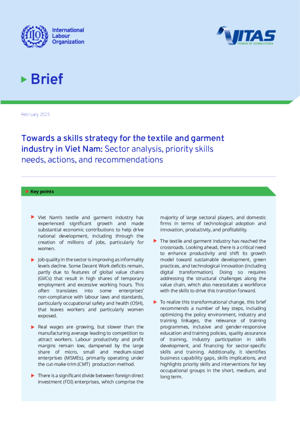 Brief: Towards a skills strategy for the textile and garment industry in Viet Nam