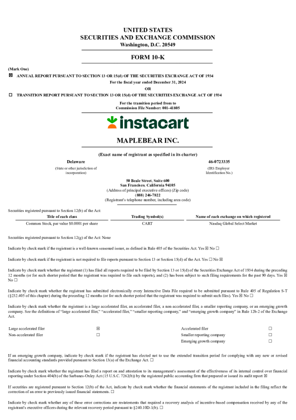 Maplebear 2024年度报告