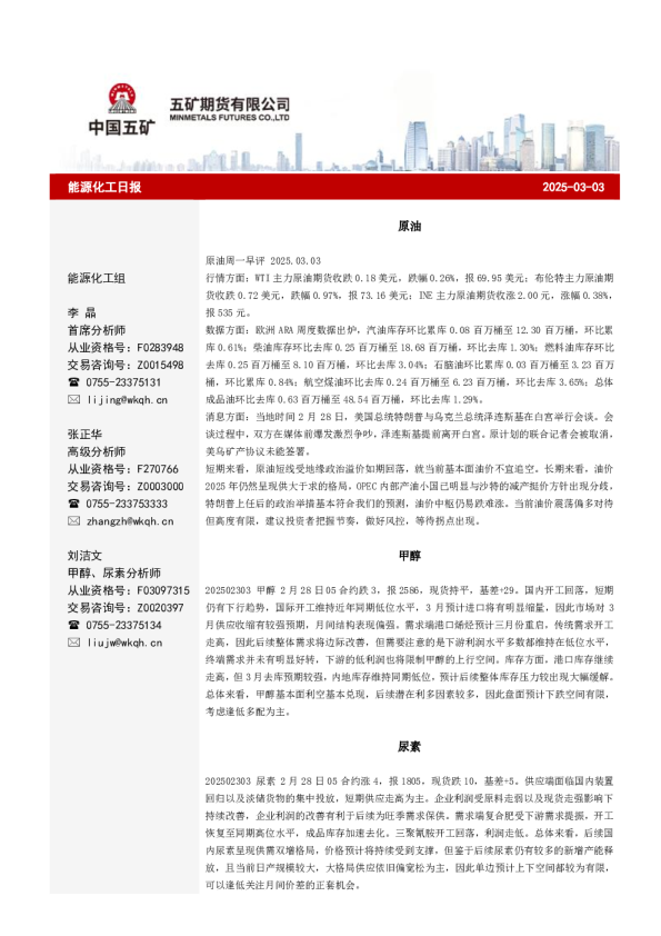 能源化工日报