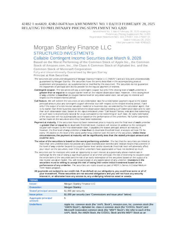 摩根士丹利美股招股说明书(2025-03-03版)