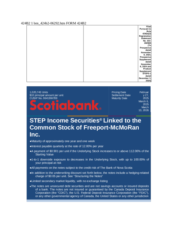 加拿大丰业银行美股招股说明书(2025-03-03版)