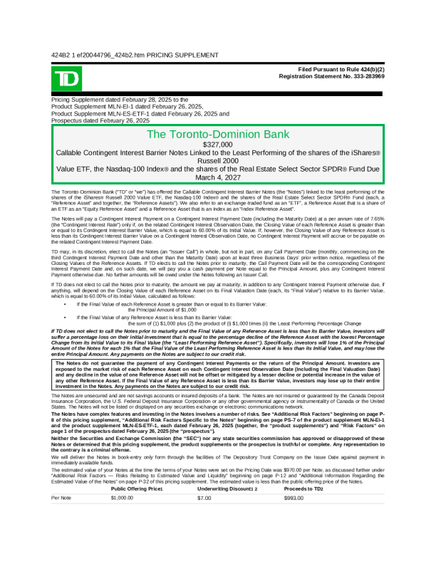 道明银行美股招股说明书(2025-03-03版)