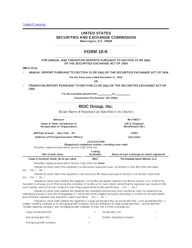 BGC Group Inc-A 2024年度报告