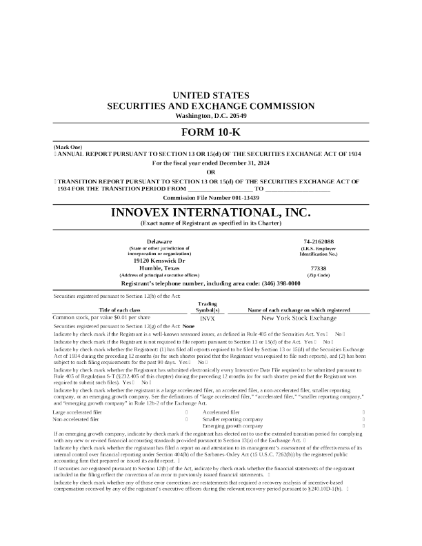 Innovex International Inc 2024年度报告