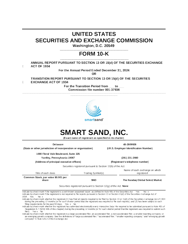 Smart Sand Inc 2024年度报告