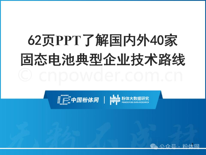 62页PPT了解国内外40家固态电池典型企业技术路线