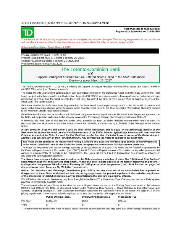 道明银行美股招股说明书(2025-03-05版)