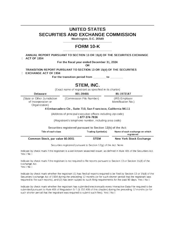 Stem Inc-A 2024年度报告