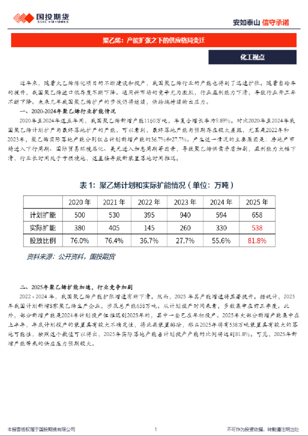 聚乙烯：产能扩张之下的供应格局变迁