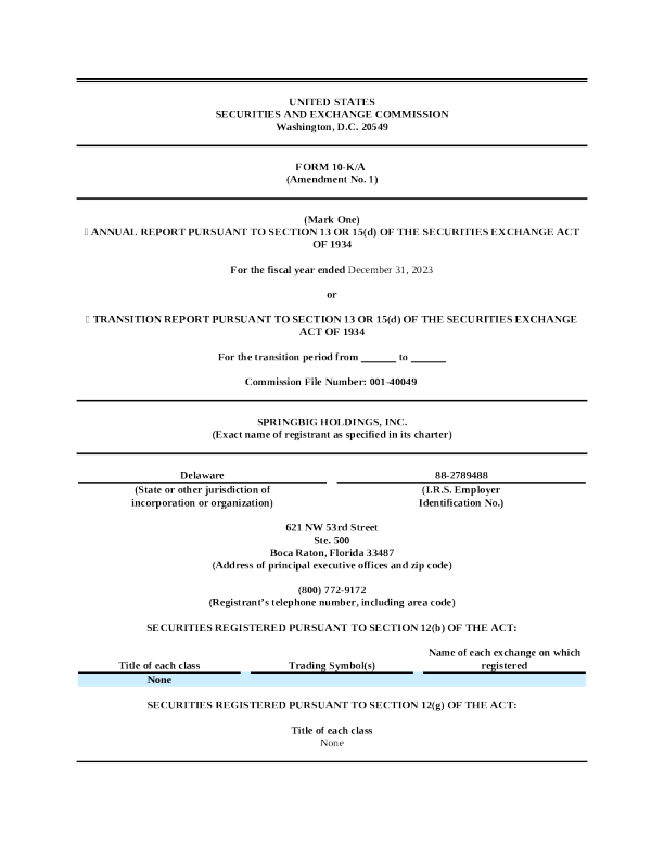 SpringBig Holdings Inc 2024年度报告
