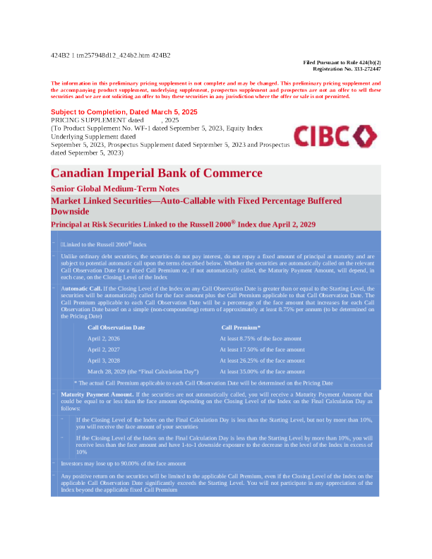 加拿大帝国商业银行美股招股说明书(2025-03-05版)