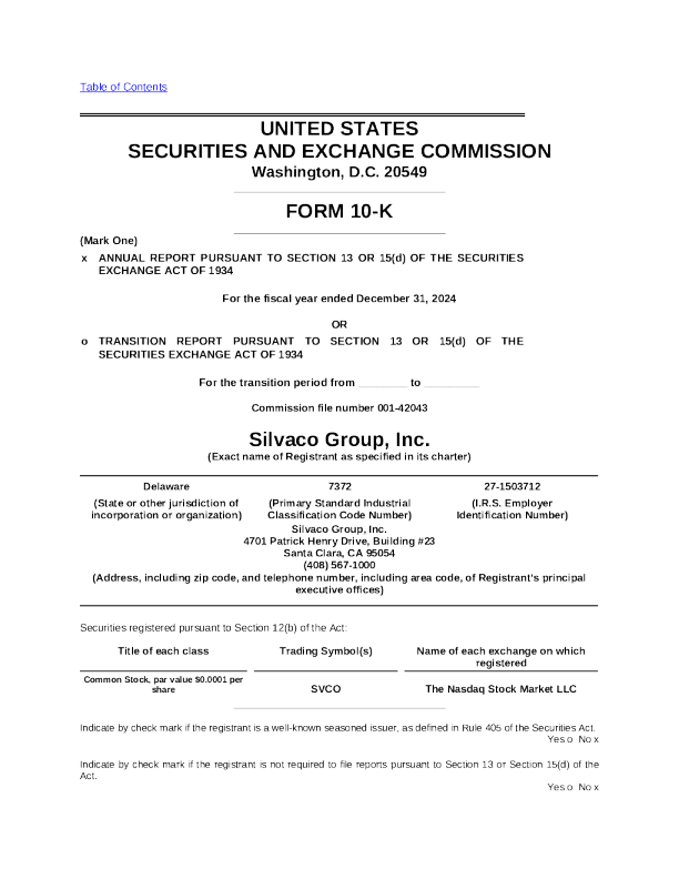 Silvaco Group Inc 2024年度报告