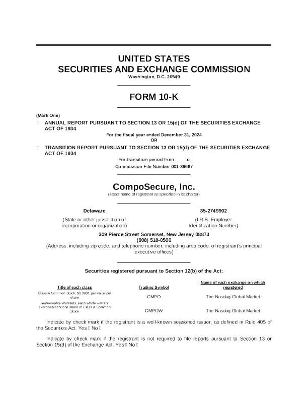 CompoSecure Inc-A 2024年度报告
