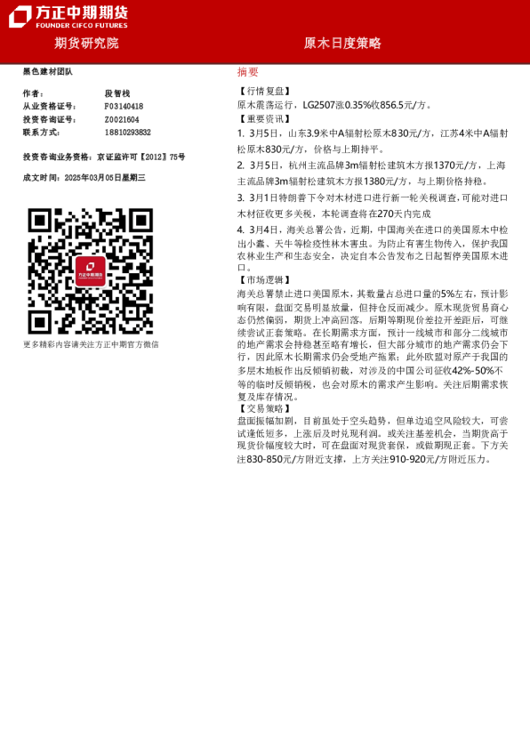原木日度策略