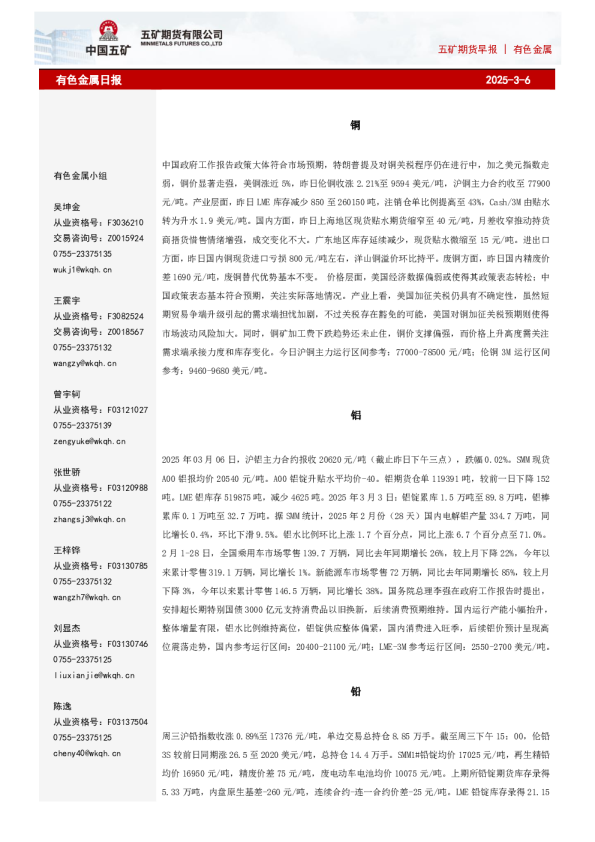 有色金属日报