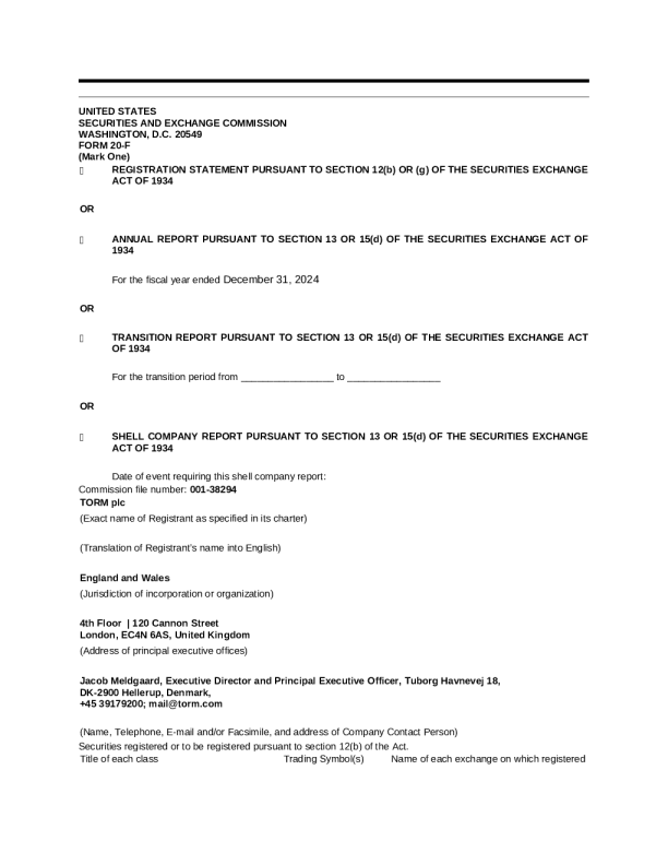 TORM plc-A 2025年年度报告和过渡报告