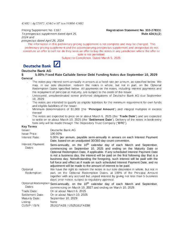 德意志银行美股招股说明书(2025-03-06版)
