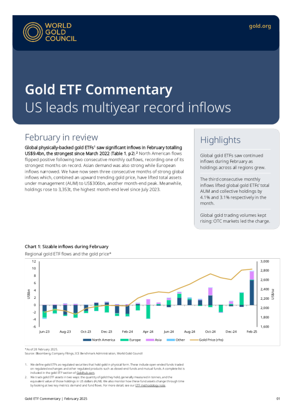 黄金ETF流动：2025年2月