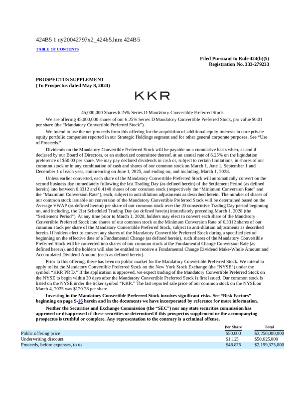 KKR & Co Inc美股招股说明书(2025-03-06版)