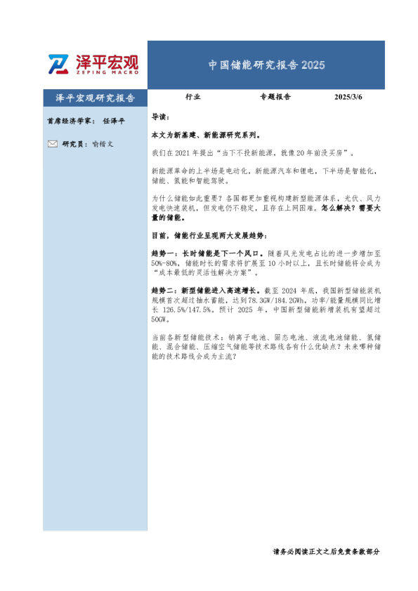中国储能研究报告2025