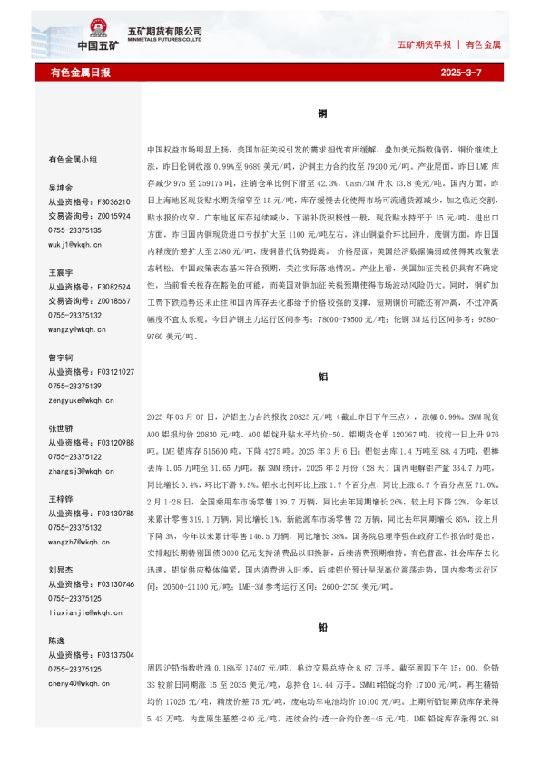 有色金属日报