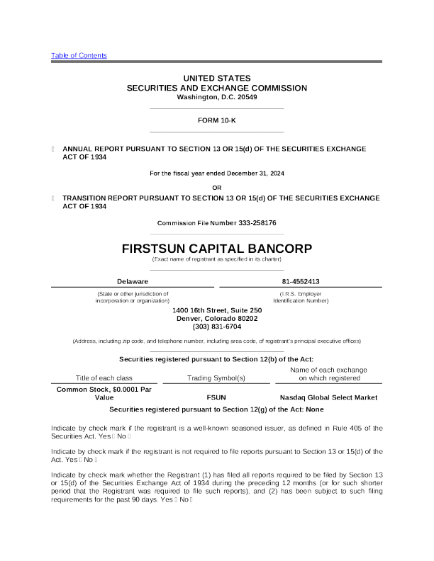 FirstSun Capital Bancorp 2024年度报告