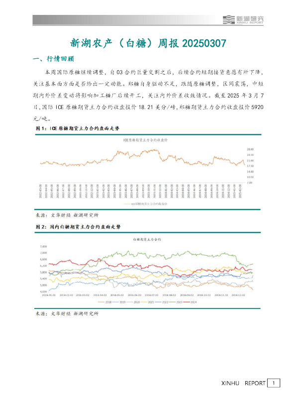 新湖农产（白糖）周报