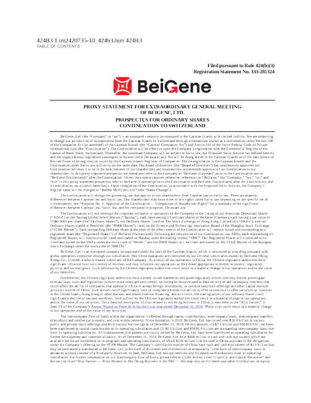 百济神州美股招股说明书(2025-03-10版)