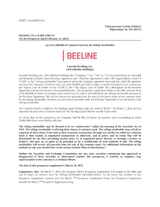 Eastside Distilling Inc 美股招股说明书（2025-03-10版）