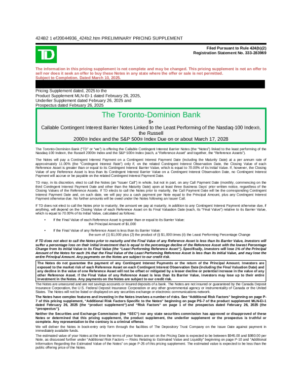 道明银行美股招股说明书(2025-03-10版)