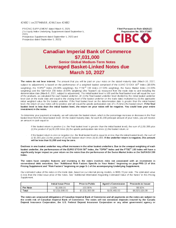加拿大帝国商业银行美股招股说明书(2025-03-10版)