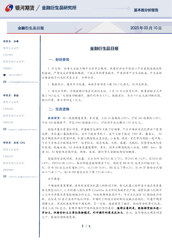金融衍生品日报