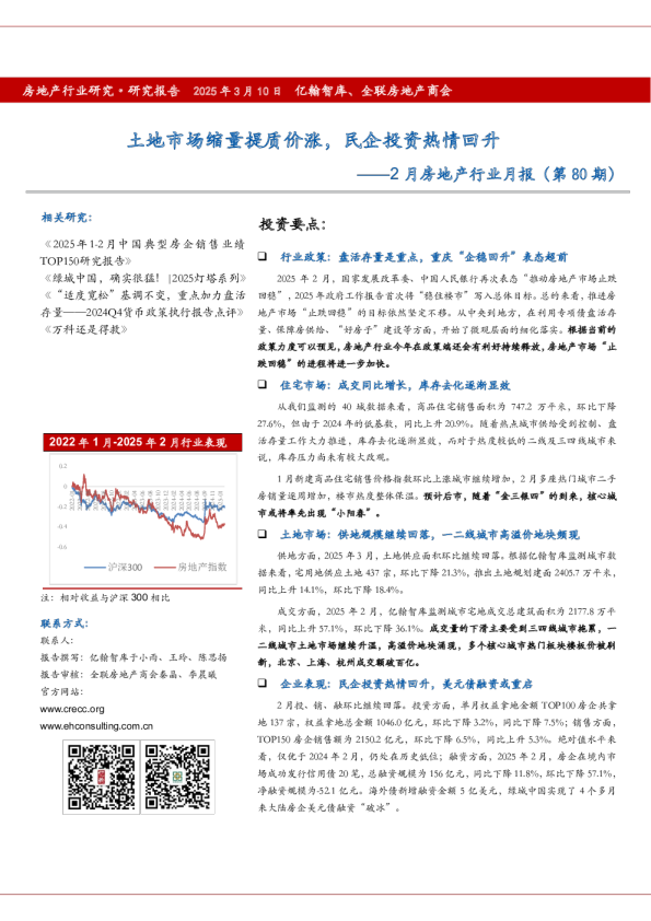 2月房地产行业月报（第80期）：土地市场缩量提质价涨，民企投资热情回升