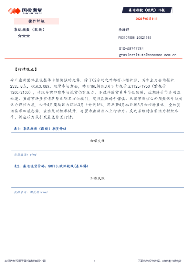 集运指数（欧线）日报