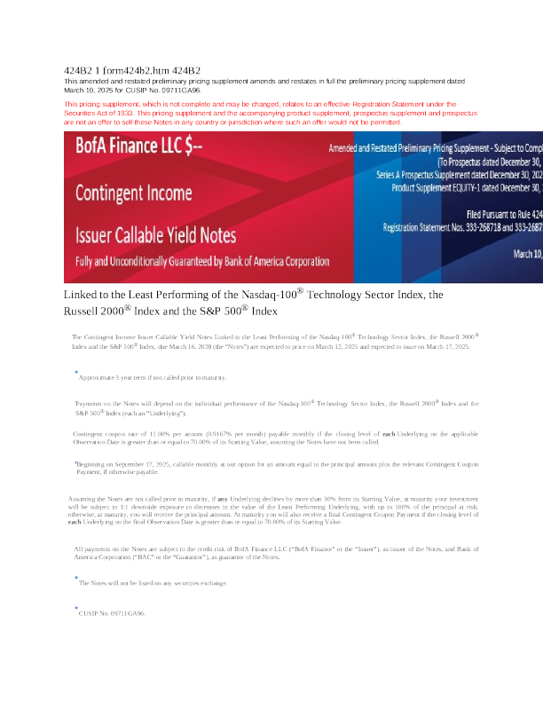 美国银行美股招股说明书(2025-03-11版)