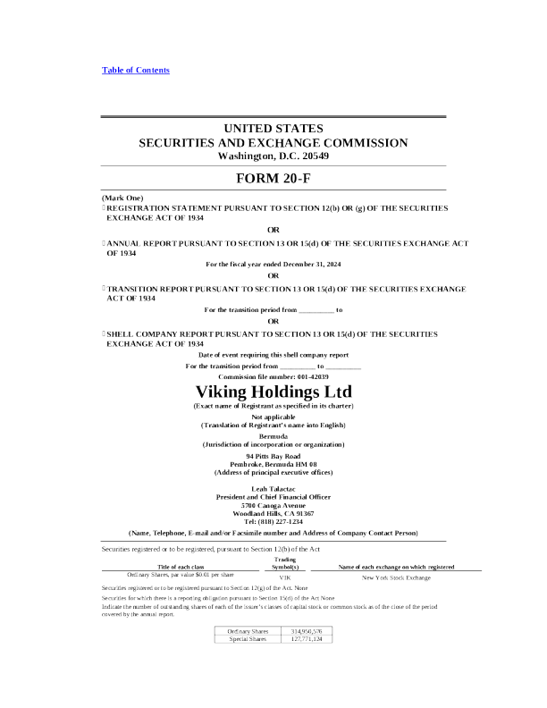 维京游轮 2025年年度报告和过渡报告