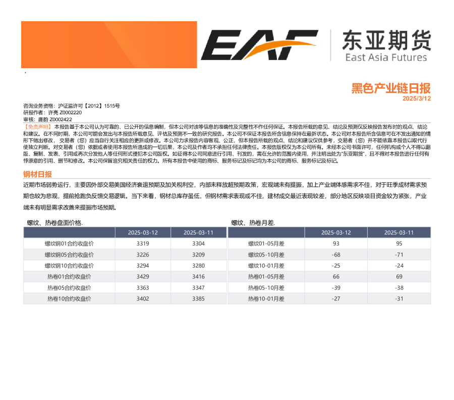 黑色产业链日报
