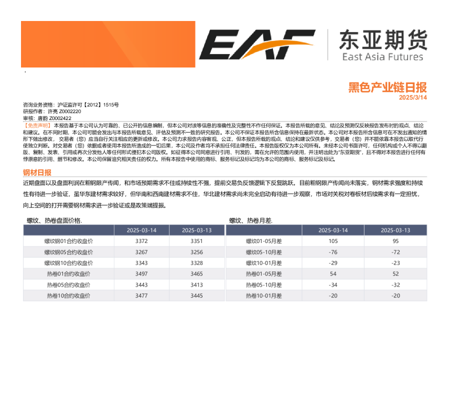 黑色产业链日报