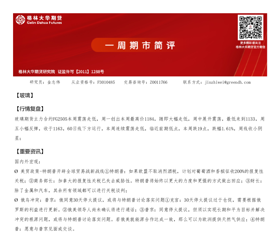 一周简评-玻璃0315