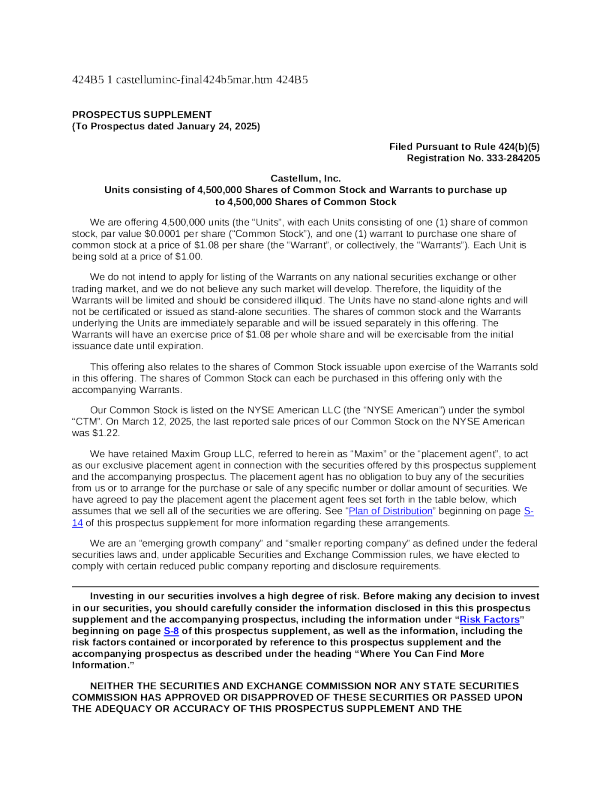 Castellum Inc美股招股说明书(2025-03-17版)