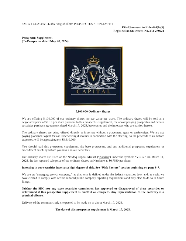 VCI Global Ltd美股招股说明书(2025-03-17版)