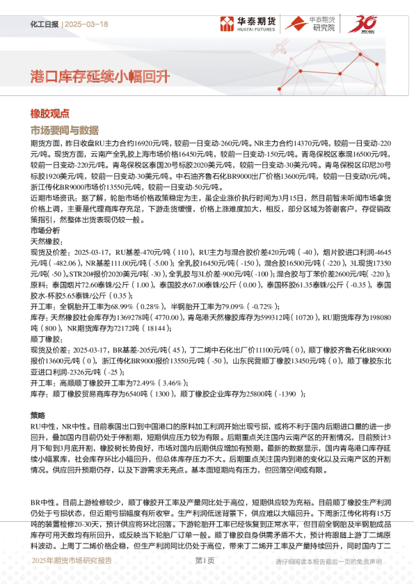 化工日报：港口库存延续小幅回升