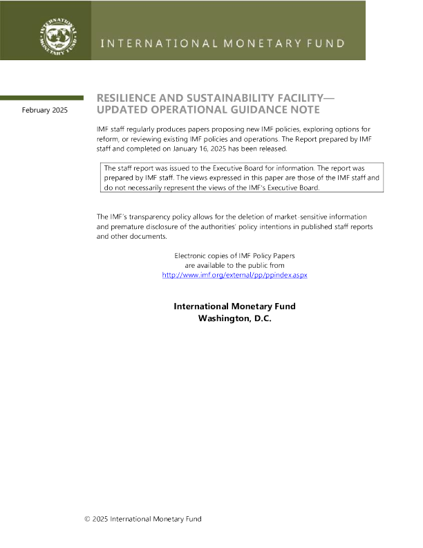 Resilience and Sustainability Facility—Updated Operational Guidance Note