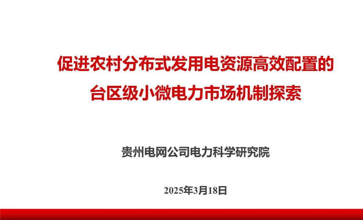 促进农村分布式发用电资源高效配置的台区级小微电力市场机制探索