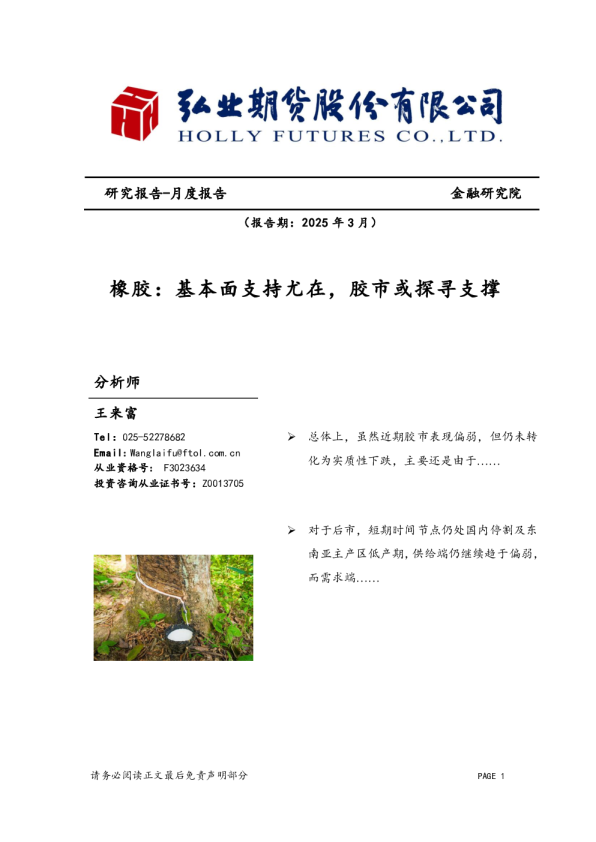 橡胶月度报告：基本面支持尤在，胶市或探寻支撑