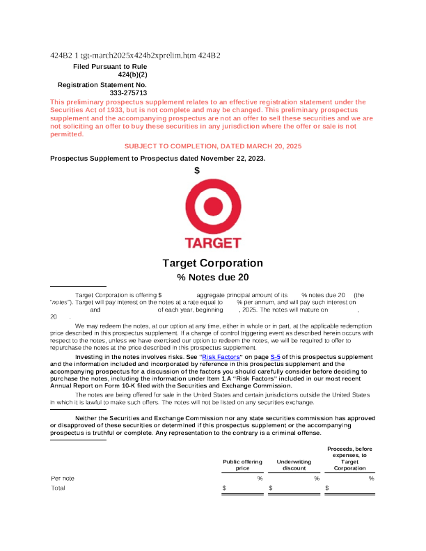 塔吉特美股招股说明书(2025-03-20版)