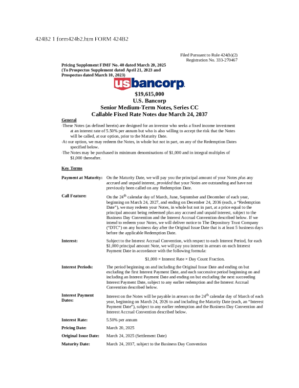 美国合众银行美股招股说明书(2025-03-20版)