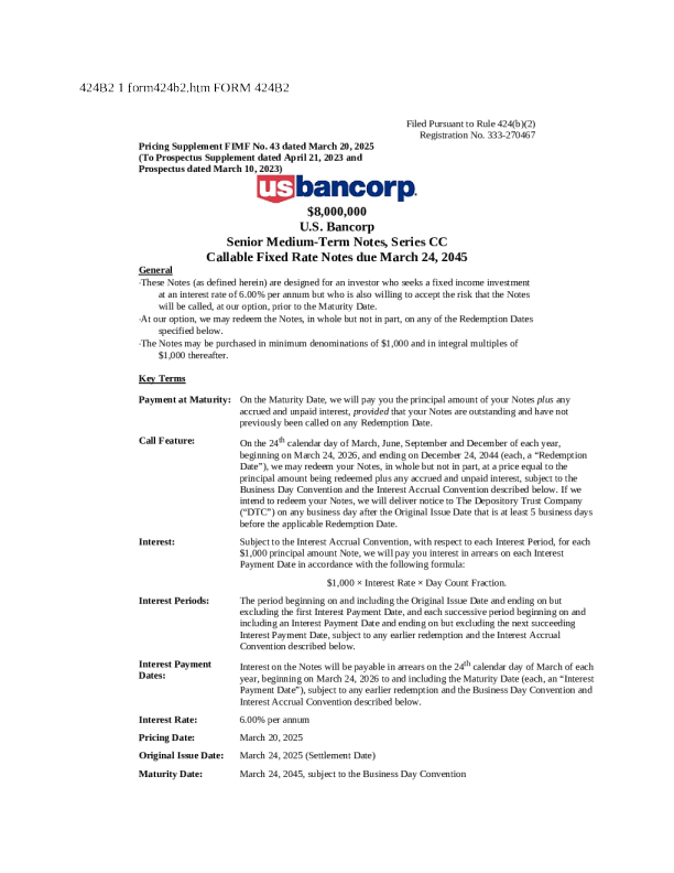 美国合众银行美股招股说明书(2025-03-21版)