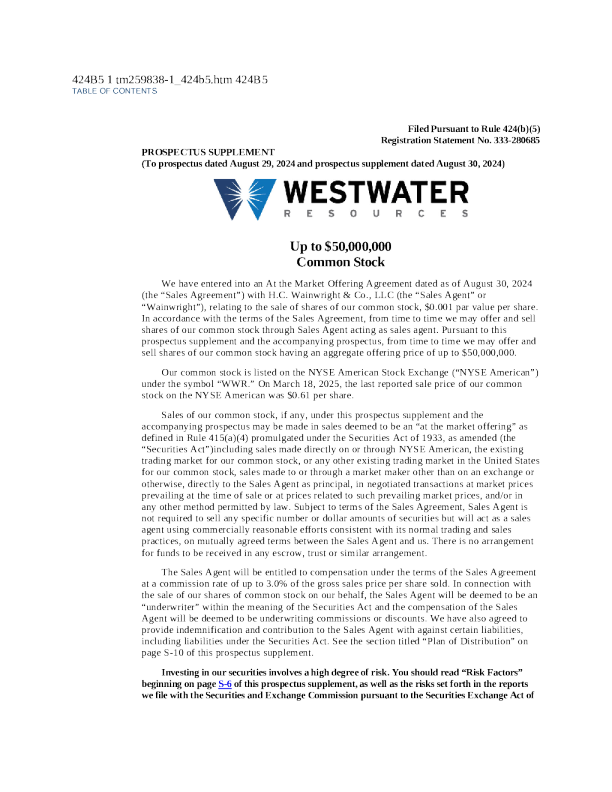 西水资源美股招股说明书(2025-03-21版)
